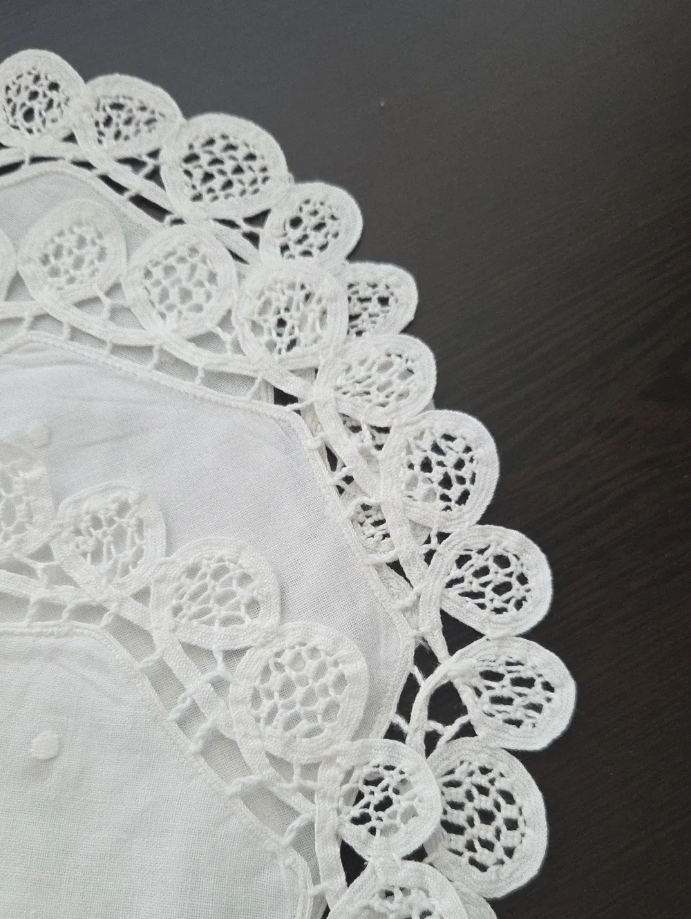 Hand Embroidery White Cotton Lace Doily - Classic Home Dining Accent Set of 6